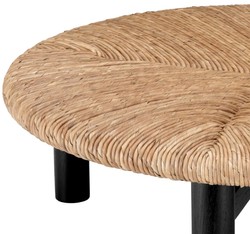 Casa Padrino tavolo da salotto di lusso naturale / nero Ø 100 x A. 30,5 cm - Tavolo da soggiorno rotondo - Mobile per soggiorno - Mobili di lusso - Arredamento di lusso