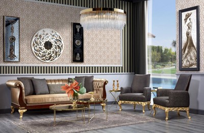 Casa Padrino Luxus Barock Chesterfield Sofa Gold / Dunkelbraun - Prunkvolles Wohnzimmer Sofa - Barockstil Wohnzimmer Möbel - Luxus Möbel im Barockstil - Barock Einrichtung - Edel & Prunkvoll