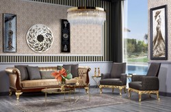 Casa Padrino divano barocco Chesterfield di lusso oro / marrone scuro - Magnifico divano da soggiorno - Mobili da soggiorno in stile barocco - Mobili di lusso in stile barocco - Nobile e Magnifico
