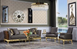 Casa Padrino luxury baroque armchair gray / dark brown / gold - Magnificent living room armchair - Baroque style living room furniture - Luxury furniture in baroque style - Baroque furnishings