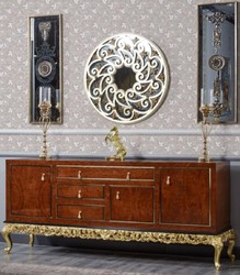 Casa Padrino credenza barocco di lusso marrone / nero / oro - Magnifico armadio in legno massello con 3 ante e 3 cassetti - Mobili di lusso in stile barocco - Mobili barocchi - Arredi barocchi