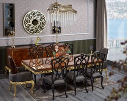 Casa Padrino luxury baroque dining table brown / black / gold - Handmade solid wood dining room table - Luxury dining room furniture in baroque style - Baroque furniture - Baroque furnishings