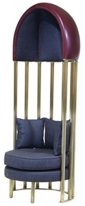 Casa Padrino poltrona di lusso blu / rosso bordeaux / oro 83 x 78 x A. 215 cm - Poltrona da soggiorno - Poltrona hotel - Mobile da soggiorno - Mobile hotel - Mobile di lusso - Arredamento di lusso