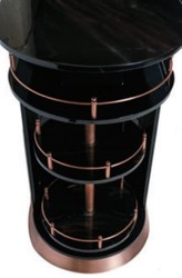 Casa Padrino Bancone Bar di Lusso Nero Lucido / Rame 135 x 65 x A. 106 cm - Tavolo Bancone Ovale in Legno Massello - Mobile Bar in Legno Massello - Mobile Bar di Lusso - Mobile di Lusso