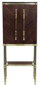 Casa Padrino Luxus Barschrank Dunkelbraun Hochglanz / Matt Gold 82 x 52 x H. 162 cm - Weinschrank mit 2 Türen - Wohnzimmer Möbel - Bar Möbel - Hotel Möbel - Luxus Kollektion