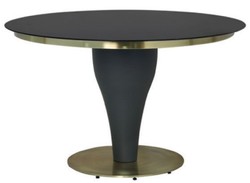 Casa Padrino luxury dining table black / gold Ø 110 x H. 75 cm - Round kitchen table with glass top - Dining room furniture - Luxury furniture - Luxury furnishings