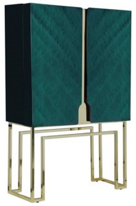 Casa Padrino armoire de bar de luxe vert / or / rouge 110 x 44 x H. 167 cm - Armoire à vin avec 2 portes - Armoire de salon - Armoire bar - Meubles d'Hôtel - Collection de Luxe