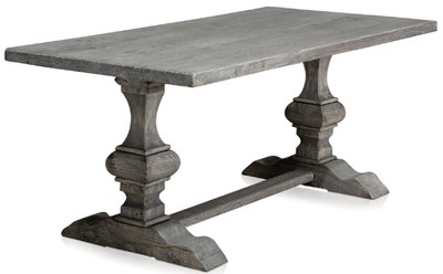 Casa Padrino table à manger de style campagnard gris 180 x 90 x H. 76 cm - Table de cuisine rectangulaire en bois massif en vieux bois non traité - Meuble de salle à manger de style campagnard

