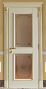 Casa Padrino luxury baroque apartment door cream / gold - Magnificent solid wood door with glass windows and frame - Furniture in baroque style - Baroque furniture - Luxury quality - Made in Italy