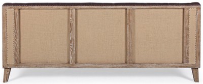 Casa Padrino Luxus Chesterfield Kunstleder Sofa Dunkelbraun / Naturfarben 194,5 x 85 x H. 85 cm - Wohnzimmer Sofa - Wohnzimmer Möbel - Chesterfield Möbel - Luxus Möbel - Luxus Einrichtung