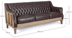 Casa Padrino divano Chesterfield di lusso in pelle artificiale marrone scuro / naturale 194,5 x 85 x A. 85 cm - Divano del soggiorno - Mobili per soggiorno - Mobili Chesterfield - Mobili di lusso