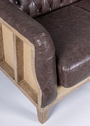 Casa Padrino divano Chesterfield di lusso in pelle artificiale marrone scuro / naturale 194,5 x 85 x A. 85 cm - Divano del soggiorno - Mobili per soggiorno - Mobili Chesterfield - Mobili di lusso