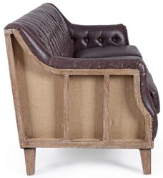 Casa Padrino divano Chesterfield di lusso in pelle artificiale marrone scuro / naturale 194,5 x 85 x A. 85 cm - Divano del soggiorno - Mobili per soggiorno - Mobili Chesterfield - Mobili di lusso