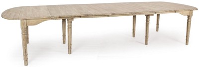 Casa Padrino table à manger en bois massif de luxe naturelle 152-382 x 120 x H. 78 cm - Table de cuisine en bois massif extensible - Meuble de salle à manger - Meuble de cuisine - Meuble de luxe
