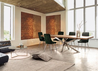 Casa Padrino Luxus Esstisch Braun / Silber 180-260 x 90 x H. 77 cm - Ausziehbarer Küchentisch mit Massivholz Tischplatte und Edelstahl Beinen - Esszimmer Möbel - Küchen Möbel - Luxus Möbel