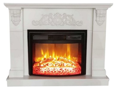 Casa Padrino baroque electric fireplace white / black 120 x 33 x H. 104 cm - Living room decorative fireplace with remote control - Living room furniture baroque style - Baroque electric fireplaces
