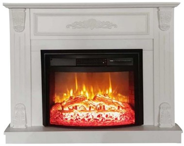 Casa Padrino baroque electric fireplace white / black 117 x 31 x H. 94 cm - Living room decorative fireplace with remote control - Living room furniture baroque style - Baroque electric fireplaces