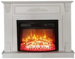 Casa Padrino baroque electric fireplace white / black 117 x 31 x H. 94 cm - Living room decorative fireplace with remote control - Living room furniture baroque style - Baroque electric fireplaces