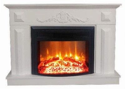 Casa Padrino baroque electric fireplace white / black 125 x 35 x H. 88 cm - Living room decorative fireplace with remote control - Living room furniture baroque style - Baroque electric fireplaces