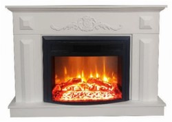 Casa Padrino chimenea eléctrica barroca blanco / negro 125 x 35 x A. 88 cm - Chimenea decorativa de salón con mando a distancia - Muebles de salón estilo barroco - Chimeneas eléctricas barrocos