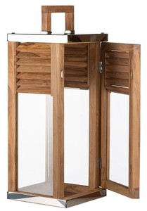 Casa Padrino Deko Kerzenleuchter Braun / Silber 23 x 23 x H. 53 cm - Handgefertigte Laterne mit Tragegriff - Gastronomie Accessoires - Restaurant Accessoires - Hotel Accessoires - Deko Accessoires