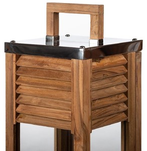 Casa Padrino Deko Kerzenleuchter Braun / Silber 23 x 23 x H. 53 cm - Handgefertigte Laterne mit Tragegriff - Gastronomie Accessoires - Restaurant Accessoires - Hotel Accessoires - Deko Accessoires