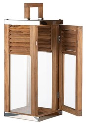 Casa Padrino candelabro deco marrón / plata 23 x 23 x A. 53 cm - Farolillo hecho a mano con asa - Accesorios de gastronomía - Accesorios de restaurante - Accesorios de hotel decorativos