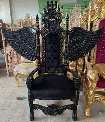 Casa Padrino poltrona trono barocco con tessuto in velluto fine e strass nero - Poltrona reale fatta a mano - Poltrona da sposa - Poltrona gigante - Magnifici mobili barocchi