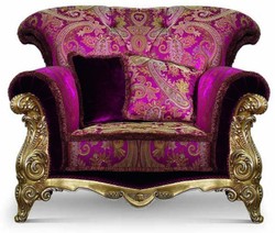 Casa Padrino luxury baroque armchair purple / gold - Baroque style living room armchair - Baroque furniture - Baroque living room & hotel furniture - Luxury quality - Made in Italy