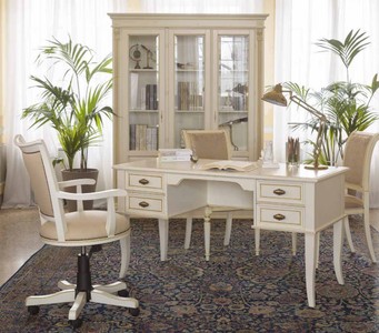 Casa Padrino Luxus Bürostuhl Beige / Antik Creme / Schwarz - Höhenverstellbarer Schreibtischstuhl - Drehstuhl mit edlem Kunstleder - Luxus Büro Möbel - Luxus Qualität - Made in Italy