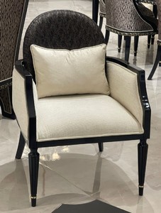 Casa Padrino luxury Art Deco armchair natural / black / gold - Living room armchair - Living room furniture - Art Deco furniture - Luxury furniture - Luxury Art Deco furnishings