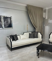 Casa Padrino luxury Art Deco living room set natural / black / gold - 2 Art Deco Sofas & 2 Art Deco Armchairs & 1 Art Deco Coffee Table - Living room furniture - Luxury art deco furniture