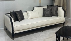 Casa Padrino luxury Art Deco living room set natural / black / gold - 2 Art Deco Sofas & 2 Art Deco Armchairs & 1 Art Deco Coffee Table - Living room furniture - Luxury art deco furniture