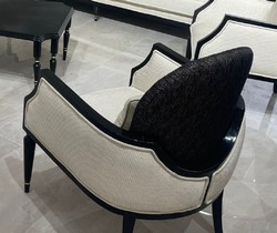 Casa Padrino luxury Art Deco living room set natural / black / gold - 2 Art Deco Sofas & 2 Art Deco Armchairs & 1 Art Deco Coffee Table - Living room furniture - Luxury art deco furniture