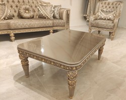 Casa Padrino tavolo da soggiorno barocco di lusso oro / grigio / oro - Magnifico tavolo da salotto in stile barocco - Arredi barocchi - Mobili di lusso in stile barocco - Mobili barocchi