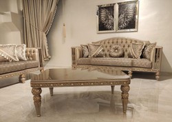Casa Padrino tavolo da soggiorno barocco di lusso oro / grigio / oro - Magnifico tavolo da salotto in stile barocco - Arredi barocchi - Mobili di lusso in stile barocco - Mobili barocchi