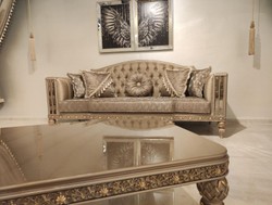 Casa Padrino tavolo da soggiorno barocco di lusso oro / grigio / oro - Magnifico tavolo da salotto in stile barocco - Arredi barocchi - Mobili di lusso in stile barocco - Mobili barocchi