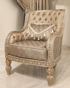 Casa Padrino poltrona barocco di lusso oro / grigio / oro - Magnifica poltrona da salotto - Mobile da soggiorno in stile barocco - Mobile di lusso in stile barocco - Arredamento barocco