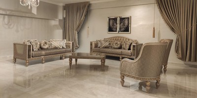 Casa Padrino divano barocco Chesterfield di lusso oro / grigio / oro - Magnifico divano da soggiorno - Mobili da soggiorno in stile barocco - Mobili di lusso in stile barocco - Nobile e Magnifico