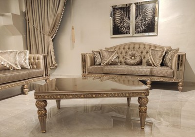 Casa Padrino Luxus Barock Sofa Gold / Grau / Gold - Prunkvolles Wohnzimmer Sofa - Barockstil Wohnzimmer Möbel - Barock Einrichtung - Luxus Möbel im Barockstil - Edel & Prunkvoll