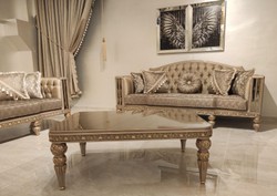 Casa Padrino luxury baroque Chesterfield sofa gold / gray / gold - Magnificent living room sofa - Luxury furniture in baroque style - Baroque style living room furniture - Noble & Magnificent