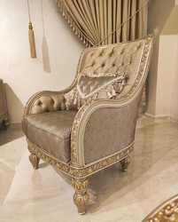 Casa Padrino set da soggiorno barocco di lusso oro / grigio / oro - 2 Divani Barocchi e 2 Poltrone Barocche e 1 Tavolo da Salotto Barocco - Mobili da soggiorno barocco - Nobile e Magnifico