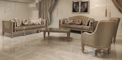 Casa Padrino set da soggiorno barocco di lusso oro / grigio / oro - 2 Divani Barocchi e 2 Poltrone Barocche e 1 Tavolo da Salotto Barocco - Mobili da soggiorno barocco - Nobile e Magnifico
