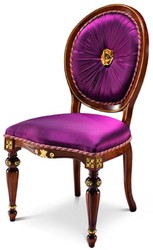 Casa Padrino luxury baroque dining chair set purple / brown / gold - Handmade kitchen chairs set of 6 - Luxury dining room furniture in baroque style - Baroque furniture - Made in Italy