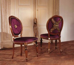 Casa Padrino luxury baroque dining chair set purple / brown / gold - Handmade kitchen chairs set of 6 - Luxury dining room furniture in baroque style - Baroque furniture - Made in Italy