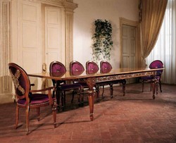 Casa Padrino luxury baroque dining chair set purple / brown / gold - Handmade kitchen chairs set of 6 - Luxury dining room furniture in baroque style - Baroque furniture - Made in Italy