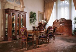 Casa Padrino luxury baroque dining chair set purple / brown / gold - Handmade kitchen chairs set of 6 - Luxury dining room furniture in baroque style - Baroque furniture - Made in Italy
