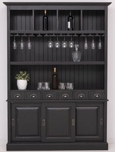 Landhausstil Massivholz Barschrank Weinschrank Antik Schwarz Country Style Solid Wood Bar Cabinet Wine Cabinet Antique Black