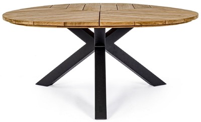 Luxus Teakholz Aluminium Garten Terrassen Tisch Esstisch Naturfarben Schwarz Luxury Teak Aluminum Garden Patio Table Dining Table Natural Black