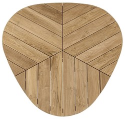 Casa Padrino luxury garden table natural / white Ø 160 x H. 77 cm - Garden dining table with teak top and aluminum legs - Garden & patio table - Luxury garden & patio furniture